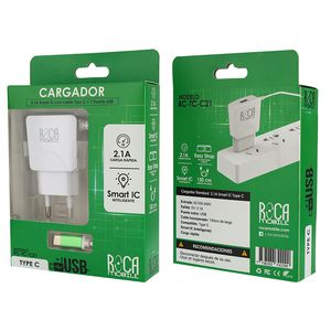 Ficha Cargador Inteligente 2.1 Cable 1 Port Usb / Tipo C