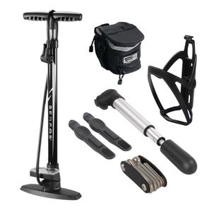 Combo Inflador De Pie, Cesto, Bolso, Herramientas Serfas Ck6
