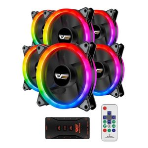 Kit 6 Fan Rgb + Controlador + Control Remoto Darkflash D12