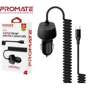 CARGADOR AUTO 3.4A CON CABLE USB-C + 1USB PROMATE VOLTRIP-C