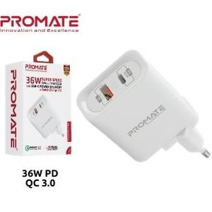 PROMATE POWERPORT36 CARGADOR PARED 36W USB C PD/USB QC3.0 WH