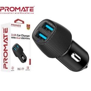 CARGADOR DE AUTO 3.4A PROMATE VOLTRIP-DUO 2USB NEGRO