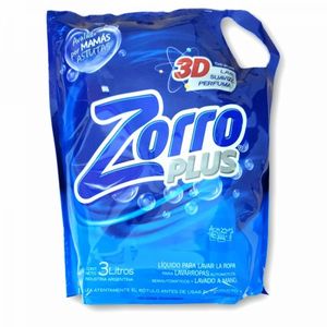 Jabon Liquido Ropa Zorro Plus 3d Doypack 3 Lt