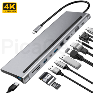 Adaptador Hub Usb-c 11 En 1 Hdmi 4k Vga Usb Sd Macbook Pc