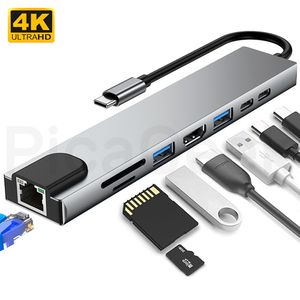 Adaptador Hub Usb-c 8 En 1 Hdmi 4k Ethernet Usb Sd Mac Pc