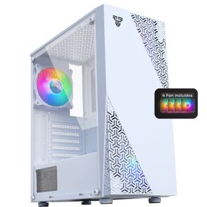 Gabinete Gamer Blanco Fantech Vidrio Templado + 4 Fan Rgb