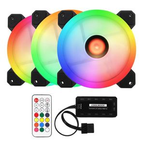 Kit De 3 Fanes Rgb Para Pc Controladora Hub Y Control Remoto