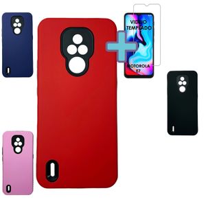 Funda Protector Motorola E7 Carcasa Mas Vidrio Templado