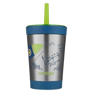 VASO CONTIGO ACERO INOX. - 414ML GRIS - DISEÑO DE COHETES C/SORB