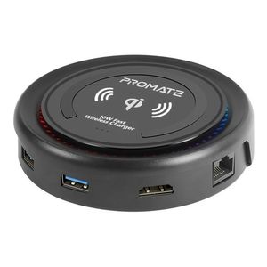Hub Usb-c +cargador Inalámbrico Qi Hdmi Lan Usb 3.0 Backup