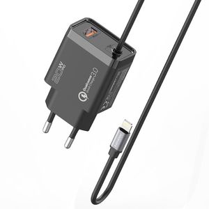 Cargador Alta Velocidad 20w 1usb Qc + Cable Lightning Backup