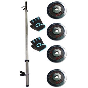 Kit 1 Barra 1.20mts Con Topes + 10kgs Discos Hierro Cromados