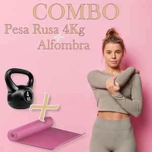 Combo Entrenamiento En Casa Pesa Rusa 4kg Más Alfombra