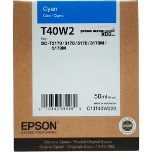 Cartucho Tinta EPSON T40W2 Cyan para SC T3170  y SC T5170 T40W 2
