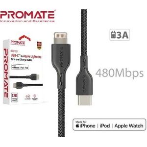 CABLE USB-C A LIGHTNING 1.2M PROMATE POWERLINK NEGRO