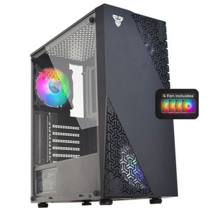 Gabinete Gamer Negro Fantech Vidrio Templado + 4 Fan Rgb