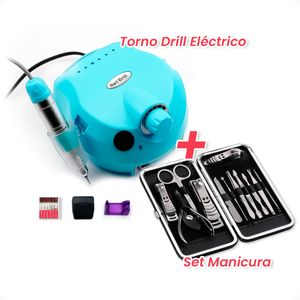 Combo Torno Drill Eléctrico + Set Manicura