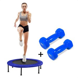 Combo Trampolín Azul + 2 Mancuerna Azules 1k