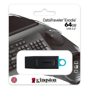 Pendrive 64gb Usb 3.2 Gen 1 Kingston Exodia Negro