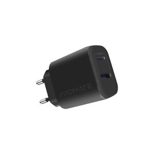 CARGADOR DE PARED 17W PROMATE BIPLUG 2 USB NEGRO