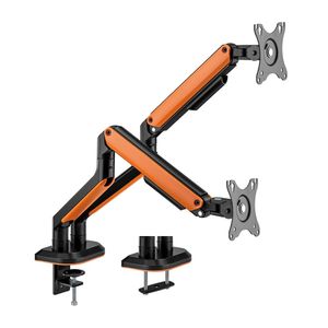 Soporte BRATECK para 2 Monitores de hasta 32" Gaming Naranja y Negro