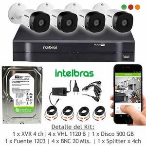 Seg. CCTV Kit 1080 Lite XVR 4ch+4 Cam VHD1120B Intelbras