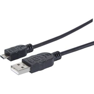 Cable Usb Manhattan Store 307161 Negro Con Entrada Usb Salida Micro-usb