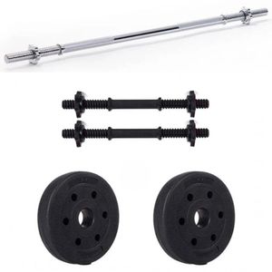 Kit 1 Barra 1.20 Maciza +2 Mancuernas + 50kg Discos Forrados