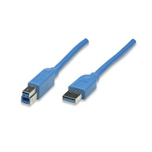 Cable USB 3.0 A/B 2,0 mts Azul Blister Manhattan