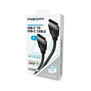 CHARGEWORX CX4639BK CABLE DE CARGA NEGRO USB-C A USB-C (O)