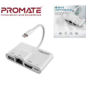 HUB 4 EN 1 PROMATE MEDIASYNC-LT LIGHTNING HDMI USB ETHERNET