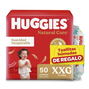 Pañal Huggies Natural Care Xxg Ahorro 50 Ud + Th 48 Ud