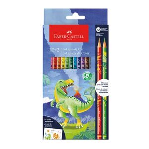 Kit Faber Castell Dinosaurio 12 U Ecolapices De Color + 2 U Colores Mixtos